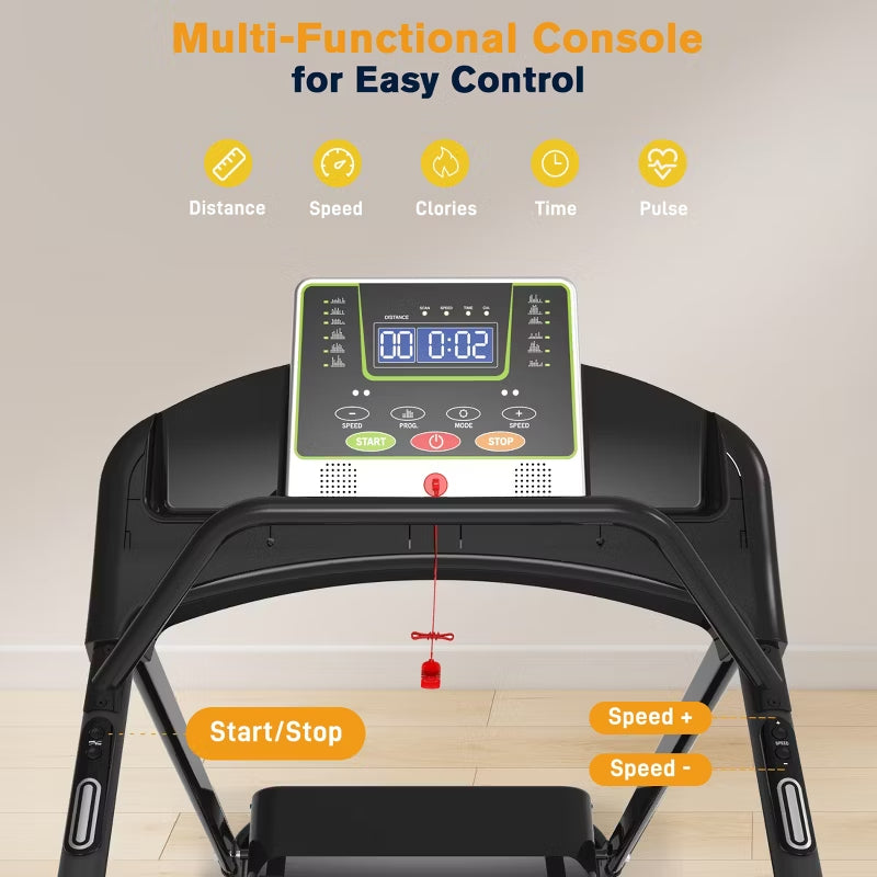 Redliro Senior Treadmill with Long Side Handrails, 300lbs Capacity, LED Display & Heart Rate Sensor, Safe Walking Treadmill for Elderly