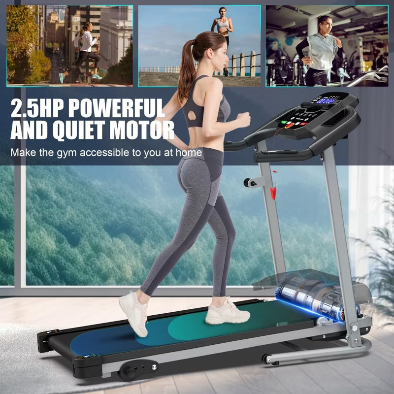 FYC Foldable Electric Treadmill for Home, 2.5HP Quiet 7.5 MPH with Heart Rate Sensor and LCD Display