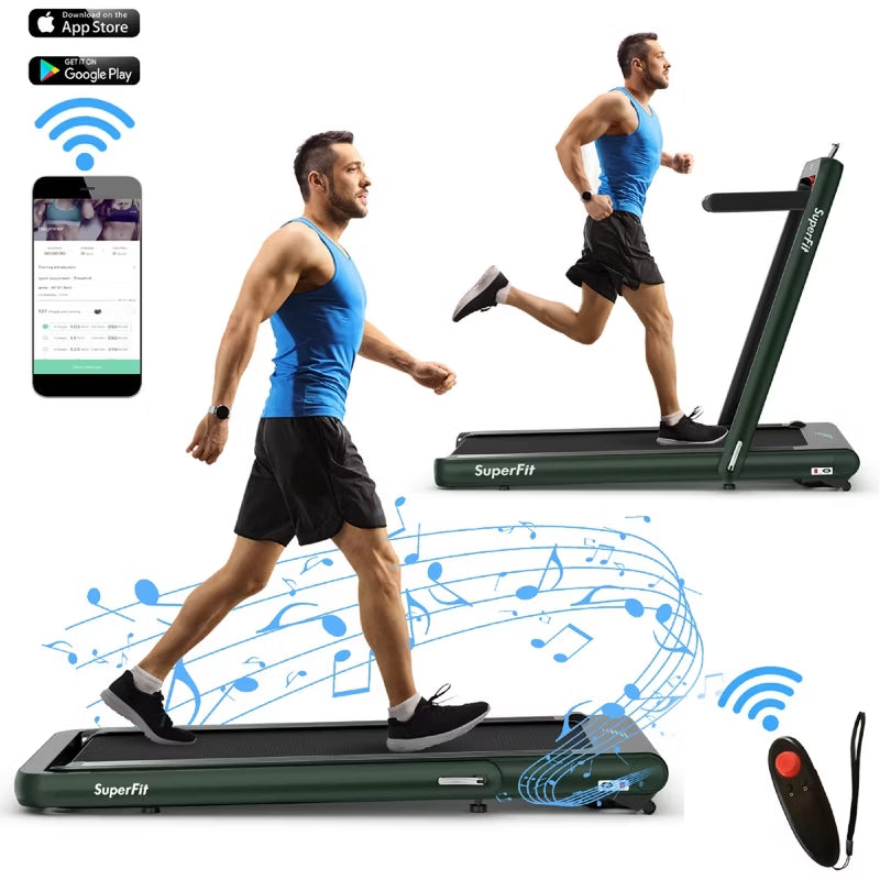 SuperFit 4.75HP 2 In 1 Folding Treadmill W/Remote APP