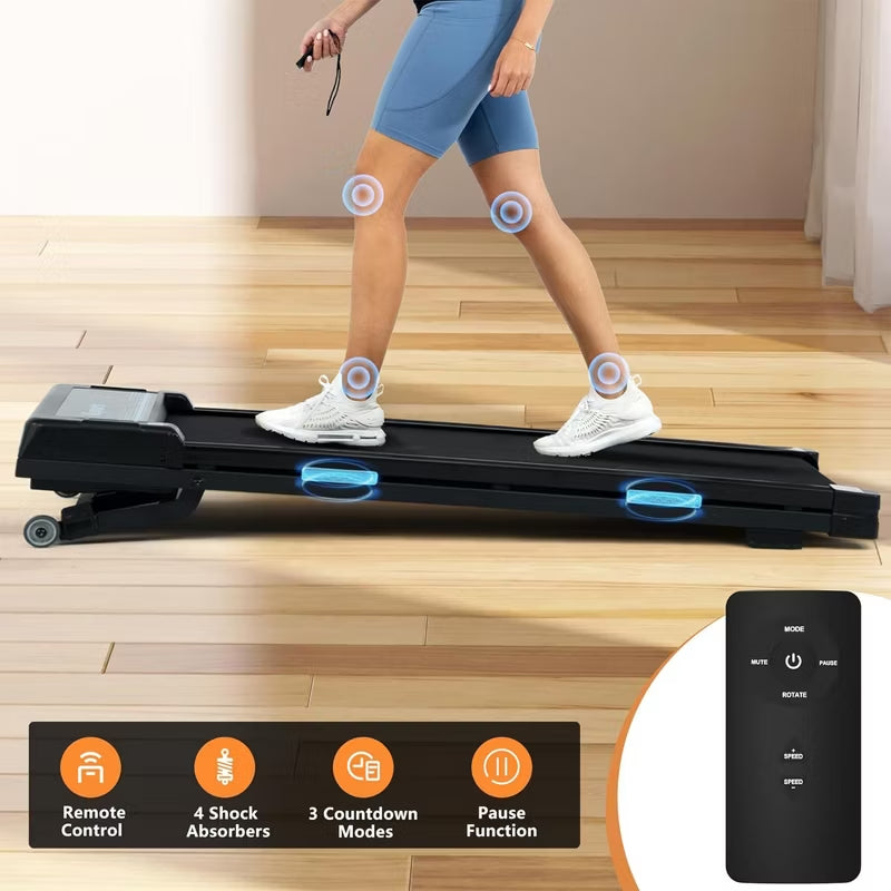 Ksports 3 in 1 Pro Electric Folding Treadmill Home Gym Cardio Strength Training Workout Set with Ab Mat, Sit Up Strap, Navy