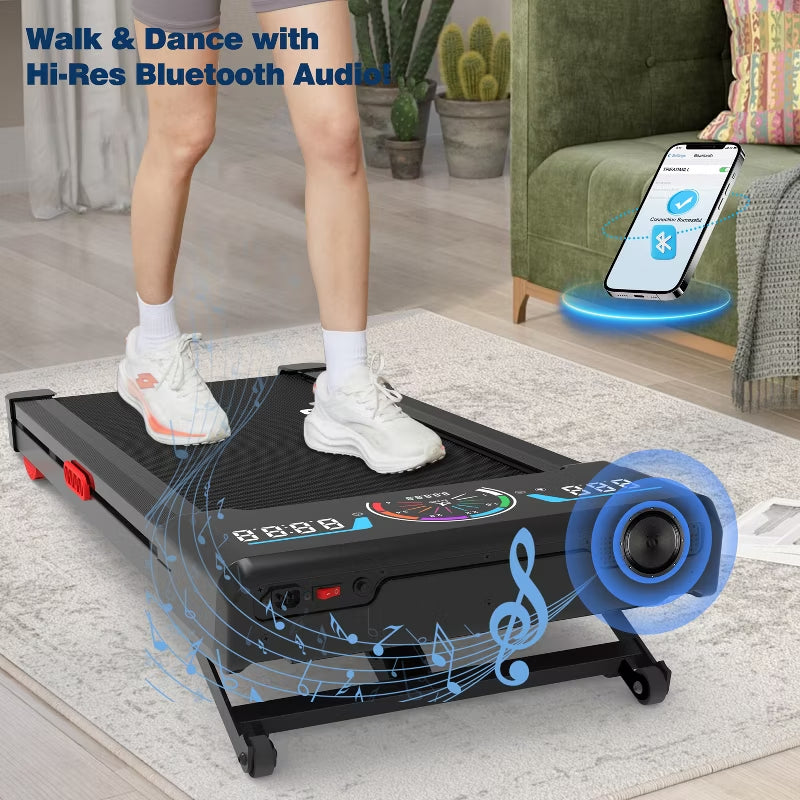 TRAILVIBER Walking Pad Treadmill with 12% 9-Level Auto Incline, 450 lbs Capacity and RGB LED Screen Under Desk Treadmill for Home Small/Office