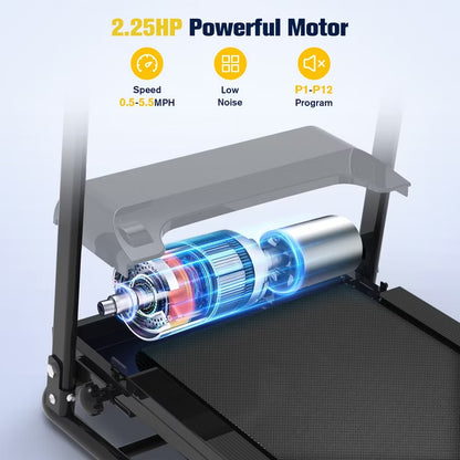 REDLIRO Walking Treadmill with Long Handrails 300lbs Capacity Recovery Fitness Exercise Machine for Seniors