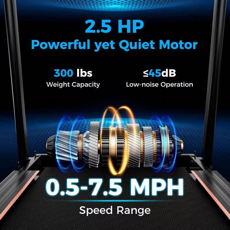 Costway 2.5 HP Walking Treadmill with Long Handrails for Seniors Pulse Sensors LED Display