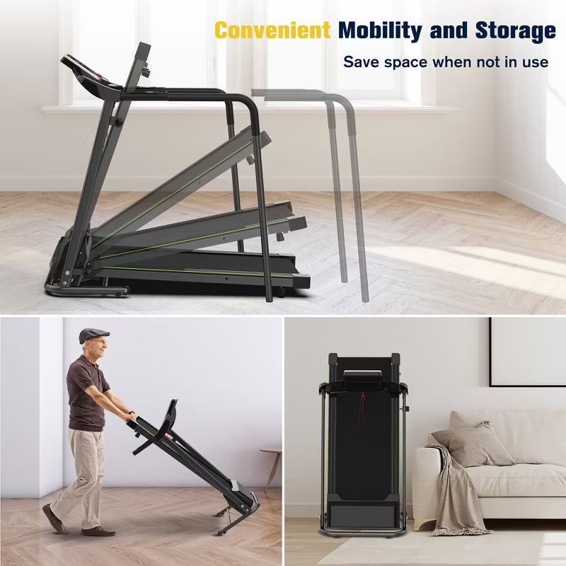 REDLIRO Walking Treadmill with Long Handrail for Senior, Recovery Fitness exercise Machine for Home use, 2.25HP 300lbs Capacity