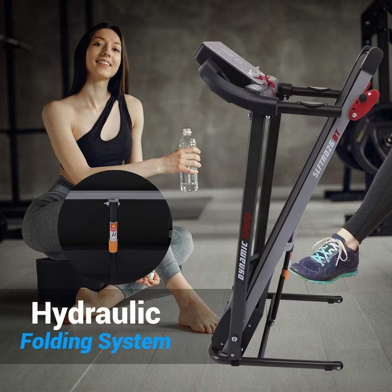 SereneLife Folding Treadmill - 1.0 HP Motorized Running Machine with 12 Pre-set Programs, Bluetooth Music, and App Support