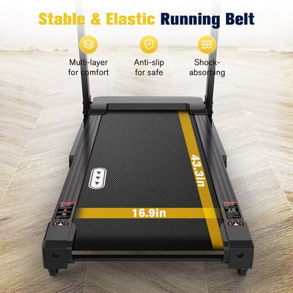 REDLIRO Foldable Treadmill, 15% Auto Incline, 350 lb Capacity, Bluetooth, Voice Control, Heart Rate Monitor, for Home & Officel