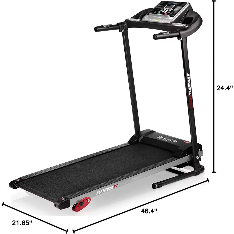 SereneLife Folding Treadmill - 1.0 HP Motorized Running Machine with 12 Pre-set Programs, Bluetooth Music, and App Support
