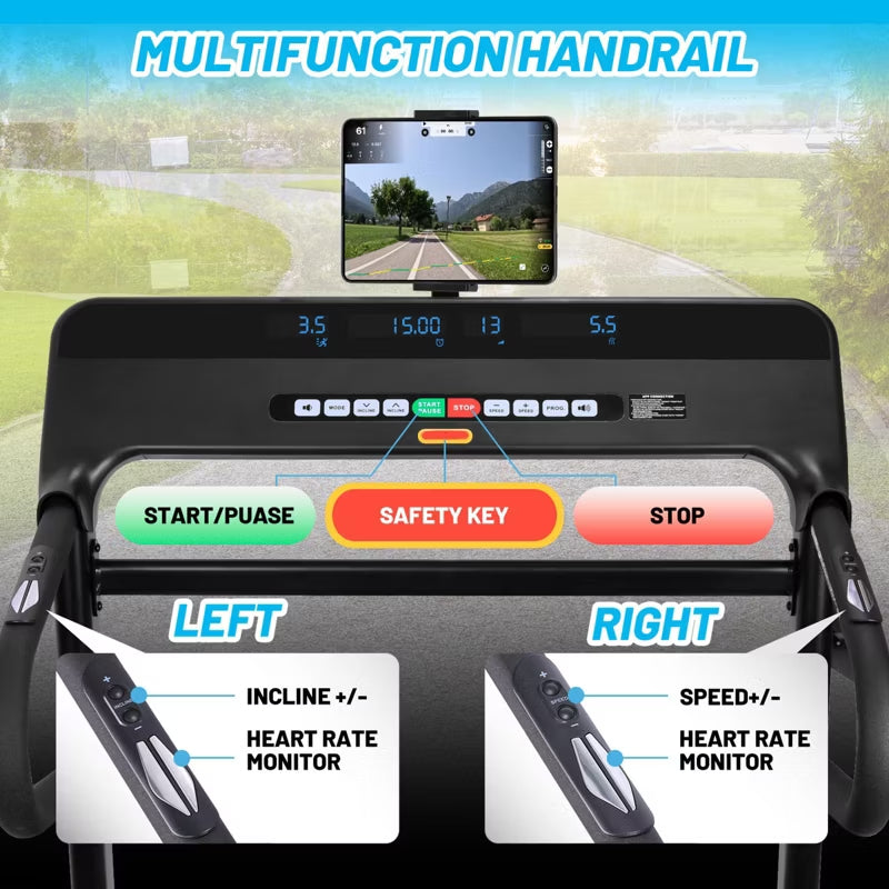 ODK Perfect Treadmills for Home, Treadmill with Incline -3 to +15 MPH Speed, Heavy Duty Running Treadmill with Incline Controls for Home Fitness