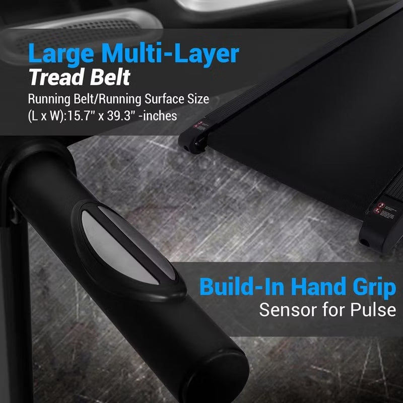 SereneLife Folding Treadmill - 1.0 HP Motorized Running Machine with 12 Pre-set Programs, Bluetooth Music, and App Support