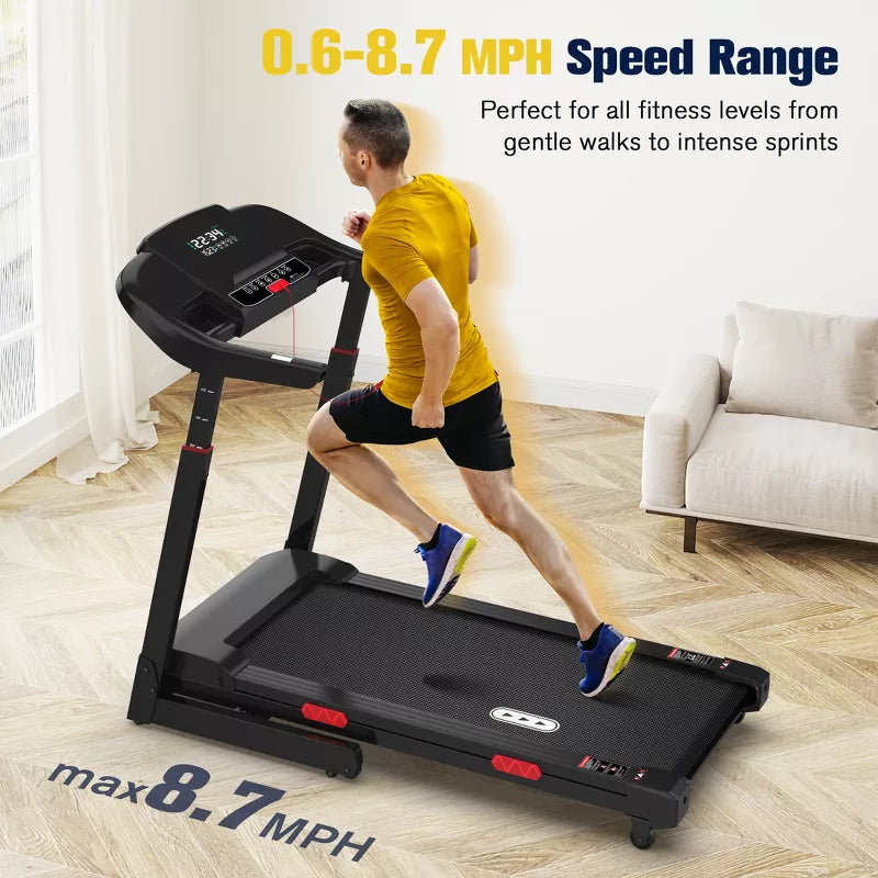 REDLIRO Foldable Treadmill, 15% Auto Incline, 350 lb Capacity, Bluetooth, Voice Control, Heart Rate Monitor, for Home & Officel