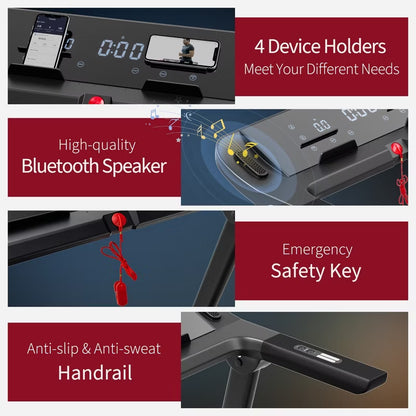 SuperFit 3.75HP Folding Treadmill Electric Running Machine W/Bluetooth APP Self-standing