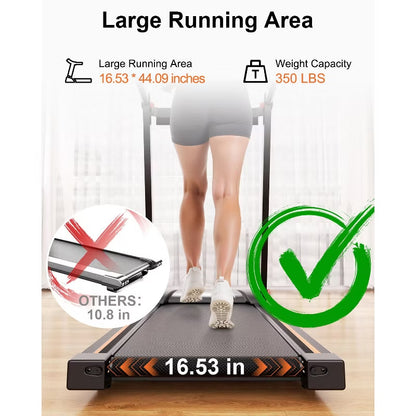 DeerRun 3.0 HorsePower Folding Treadmill APP Control , 300LB Walking Pad Running Data Analysis, Gift Smart Treadmills ,BlackRed