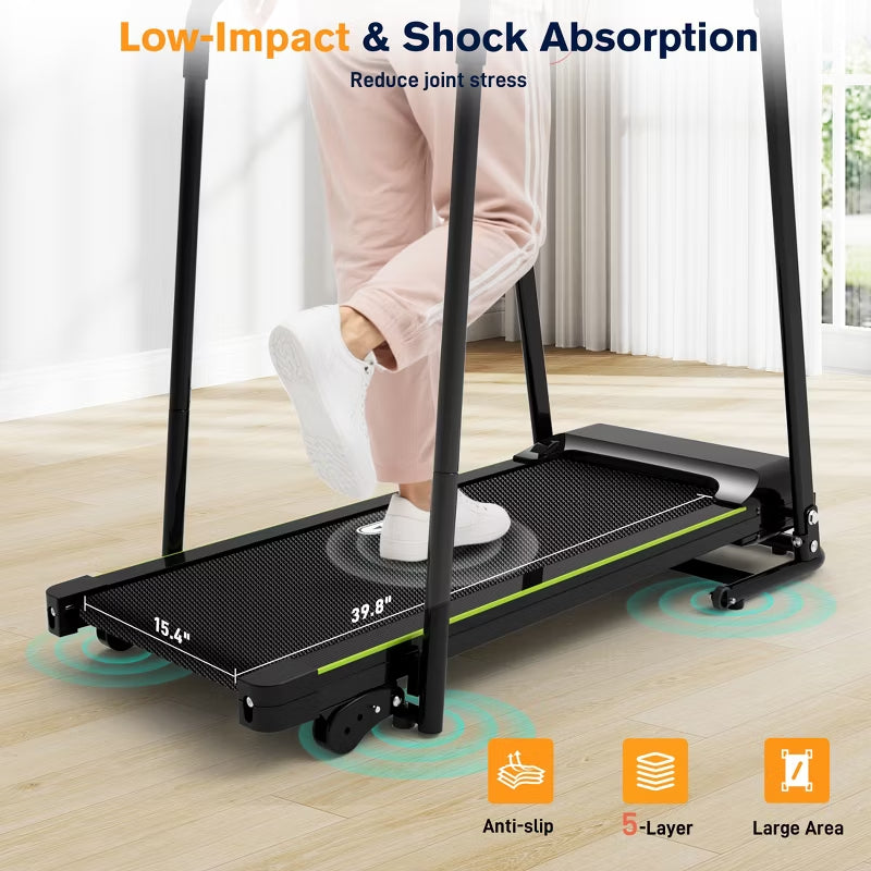 Redliro Senior Treadmill with Long Side Handrails, 300lbs Capacity, LED Display & Heart Rate Sensor, Safe Walking Treadmill for Elderly