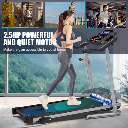 FYC Foldable Electric Treadmill for Home, 2.5HP Quiet 7.5 MPH with Heart Rate Sensor and LCD Display