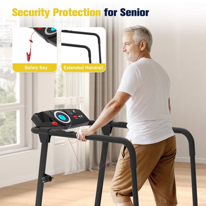 REDLIRO Walking Treadmill with Long Handrails 300lbs Capacity Recovery Fitness Exercise Machine for Seniors